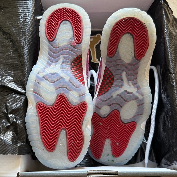 Air Jordan 11 Retro White and Red Sneakers - Picture 2 of 6
